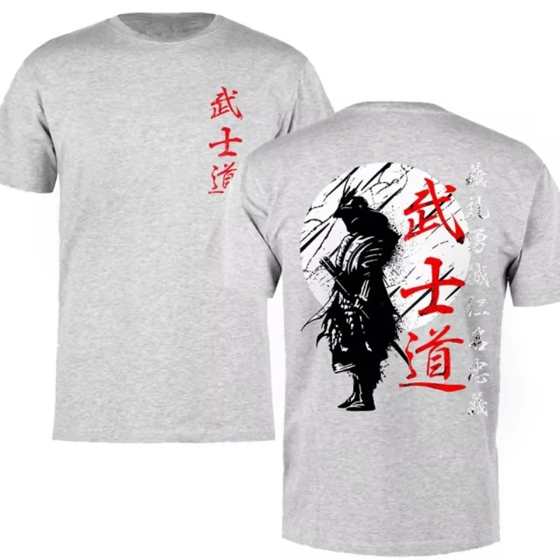 Japan Samurai Spirit T Shirts For Men Japanese Style Back Print Loose Oversized Tops T-shirt Bushido Male Gifts Tee