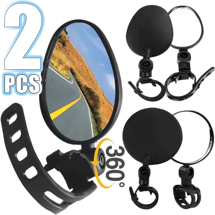 Rearview Mirror Bike Handlebar Adjustable Rotating Wide Angle Rear View Mirror 360 Degree Rotation Cycling Accessories