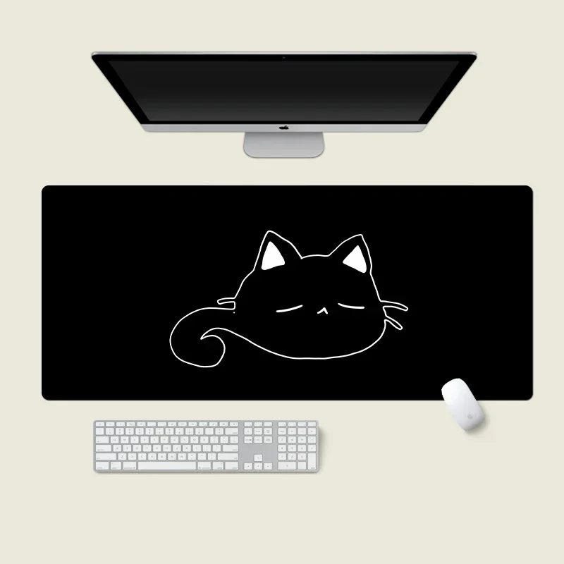 

Mouse Pad Cute Black Cat Girl New Large Computer Office Game Table Mats XXL Rubber Anti-slip PC Keyboard Mousepad Long Desk Pads