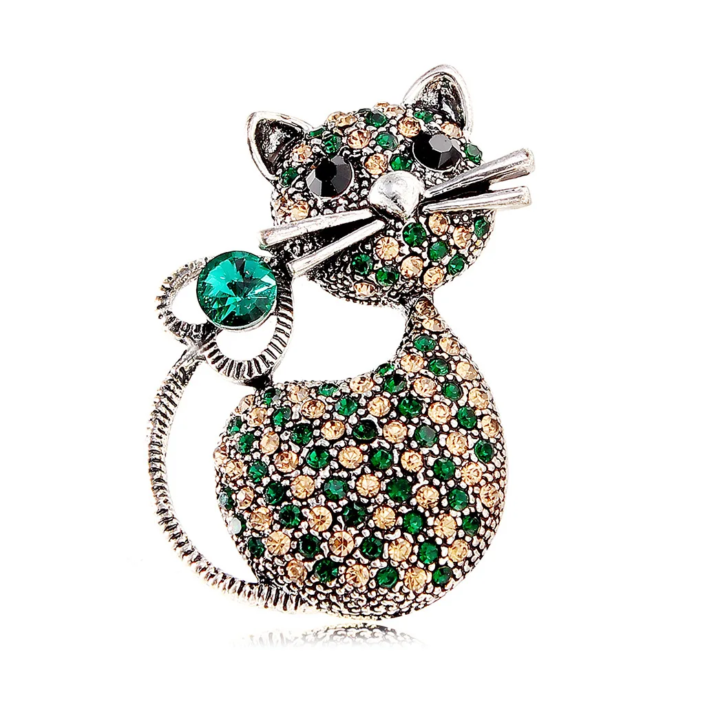 SKEDS-Gato Broche De Cristal Cheio Para As Mulheres, Broche Brilhante Criativo, Requintado Adorável Gatinho Emblemas, Saco De Escritório, Acessórios Animais, Corsage