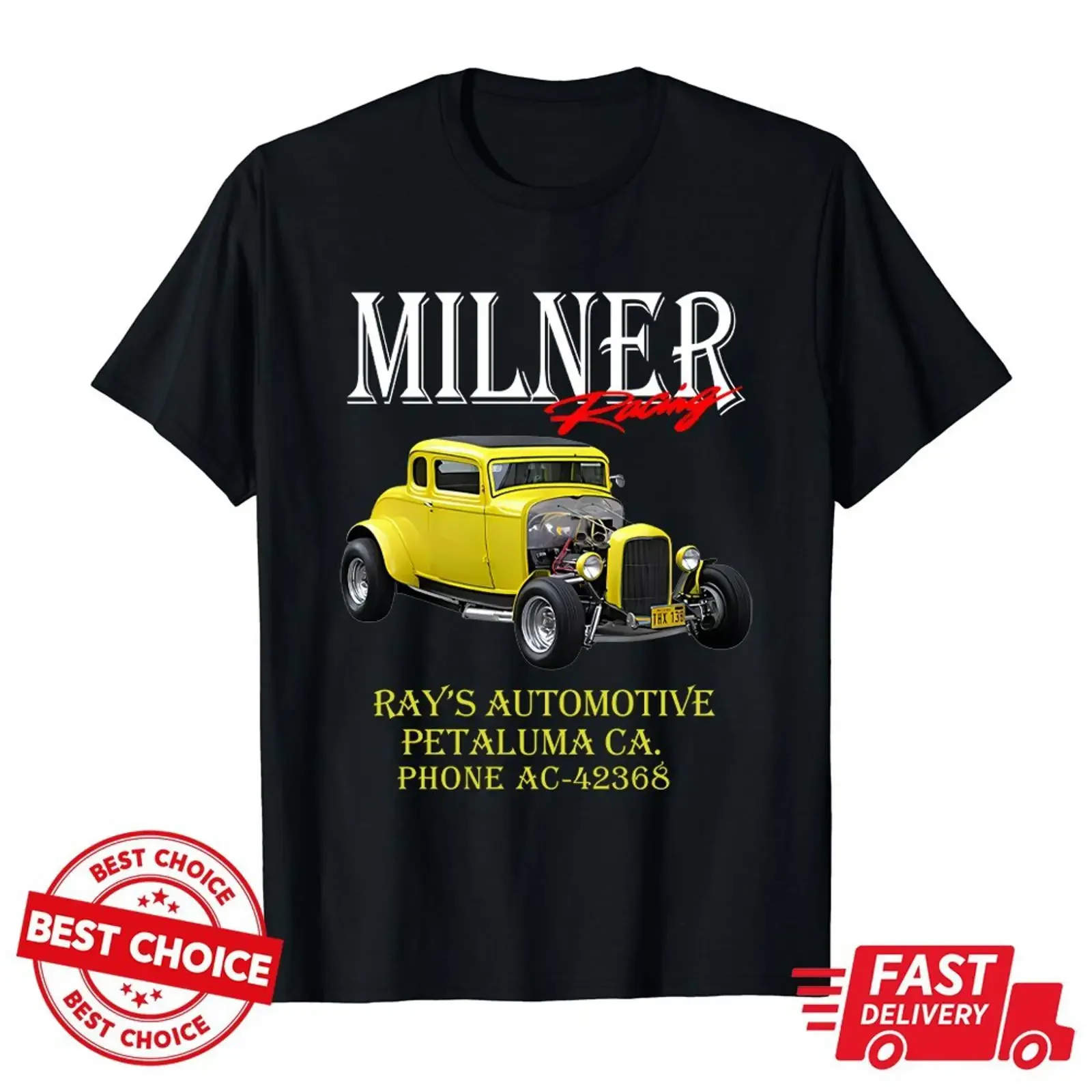Milner's '32 Deuce Coupe American Graffiti RACING t shirt S 5XL Q4791 vintage Washed Soft fashion Top For Everyday Wear Casual
