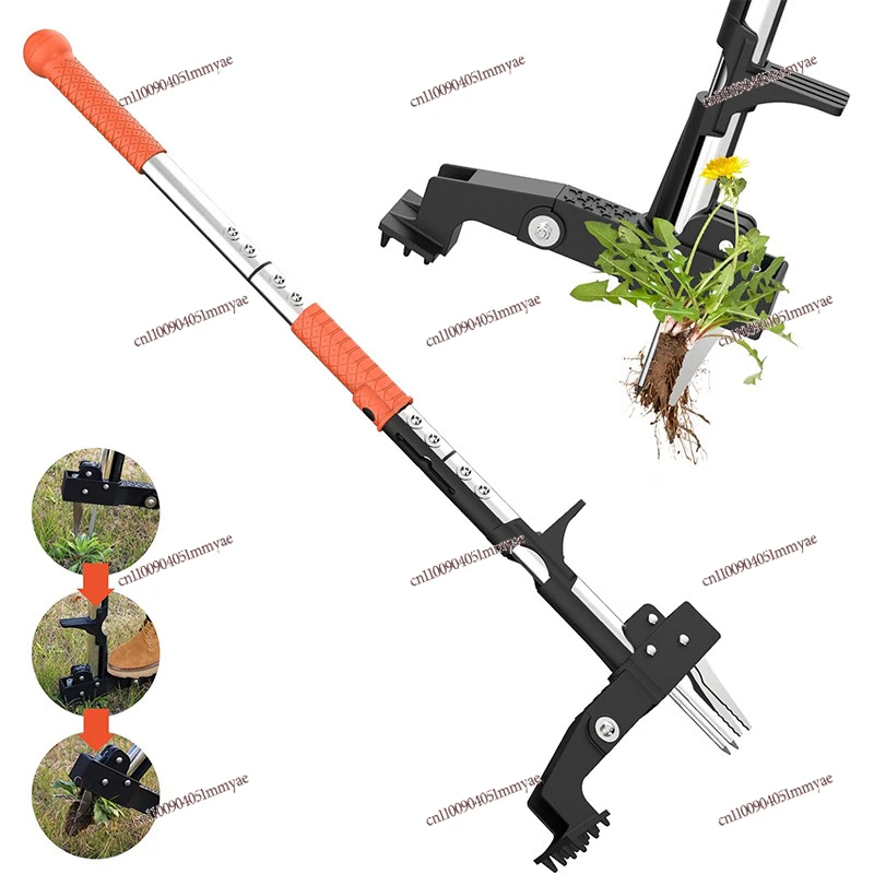 

Gardening weeding device, no bending to remove weeds, take roots and pull weeds artifact