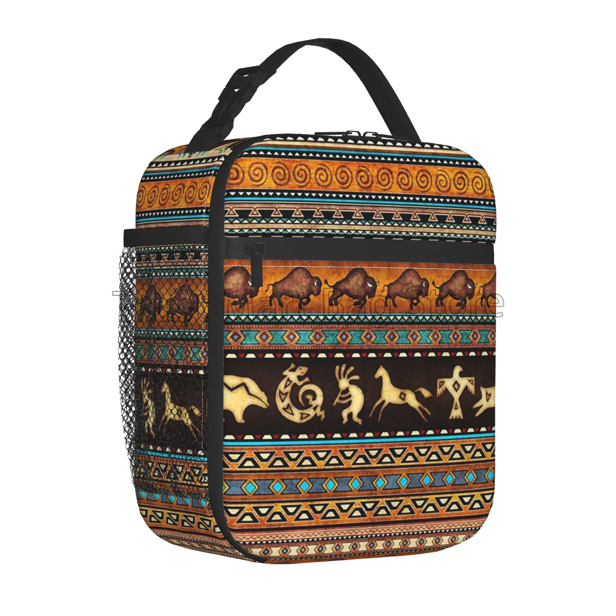 

Boho Ethnic Pattern Thermal Lunch Bag for Women Leakproof Cooler Tote Bags Reusable Insulated Lunch Box for Work Picnic Travel