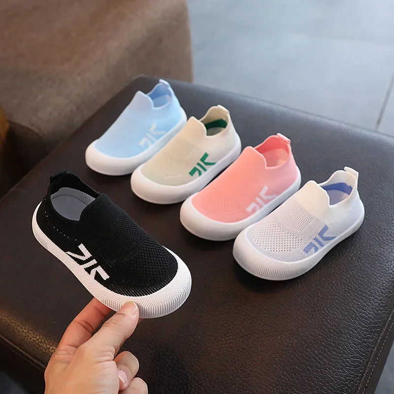 

children letters mesh sneakers kids sports shoes non-slip soft bottomfly weaving single shoes boy girls Mesh breathable sneakers
