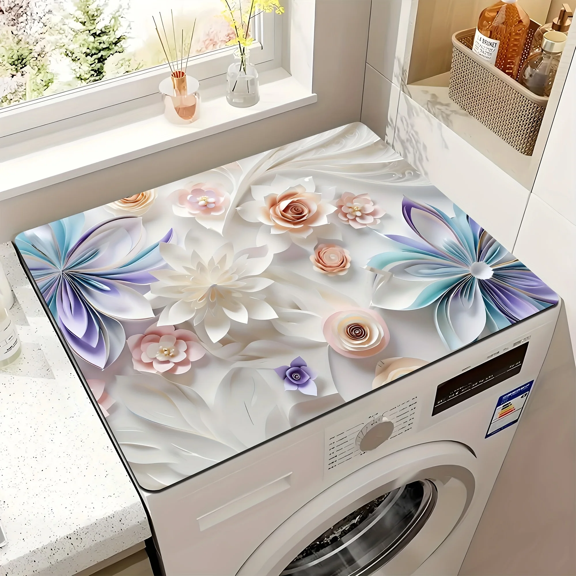 

Absorbent Printed Washing Machine Cover Mat, Suitable for Modern Washing Machines And Dryers, Ideal for Laundry And Kitchen Use