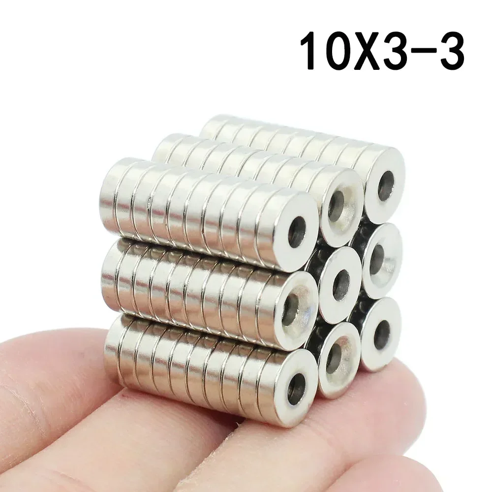 5/10/20/30/40Pcs 10x3-3 Neodymium Magnet 10mm x 3mm Hole 3mm N35 NdFeB Round Super Powerful Strong Permanent Magnetic imanes