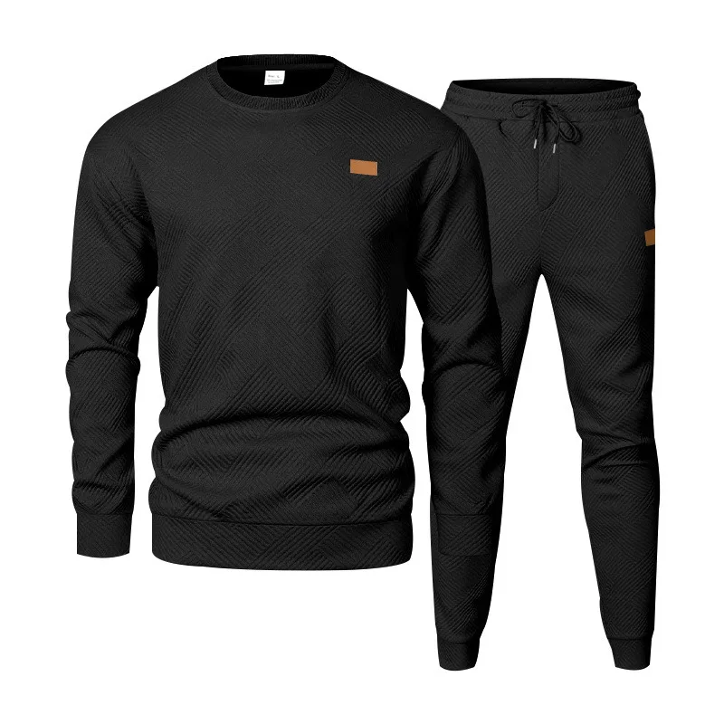 2025 popular new European and American men's casual long-sleeved sports suit advanced jacquard foreign trade wholesale