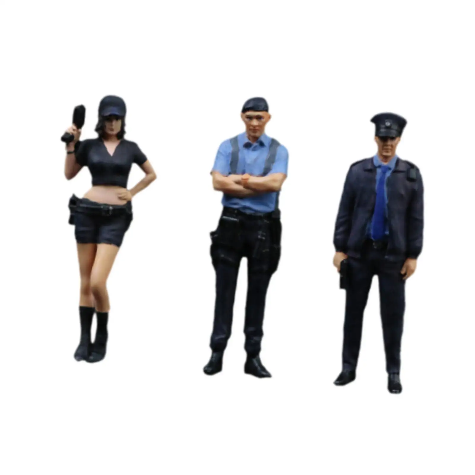 

3 Pieces 1/64 Scale Diorama Police Figures Miniature Figurines Realistic