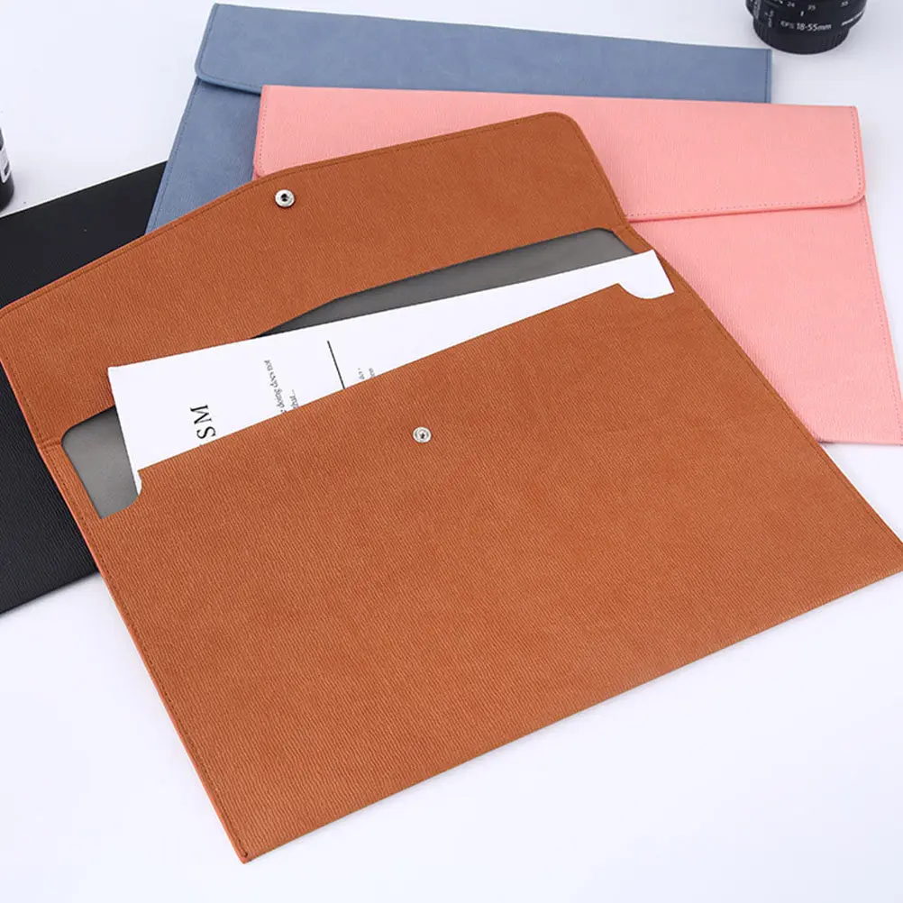 

A4 PU File Bag Large Capacity Business Document Organizer Buckle Closure Modern Style for Office Travel Men Gift