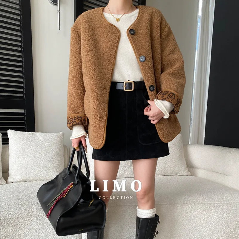 

LIMO модная женская флисовая куртка в стиле ретро с леопардовым принтом и цветными блоками, новинка 2025, весна-лето, короткая дизайнерская верхняя одежда