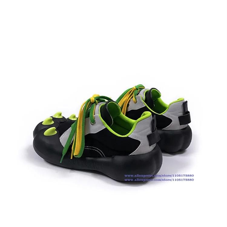 Cat Claw Platform Sneakers 3D Cat Paw Toe Design Color Block Canvas Lace-Up Thick Sole Casual Shoes Novelty Cosplay Street Shoes
