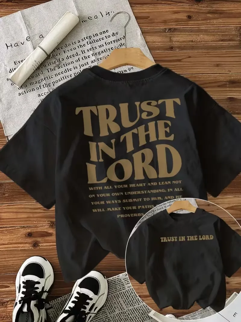 Trust in The Lord Christian Bible Verse Graphic Women's T-Shirt Casual Loose Crew Neck Short Sleeve, Soft All-Season Daily Top