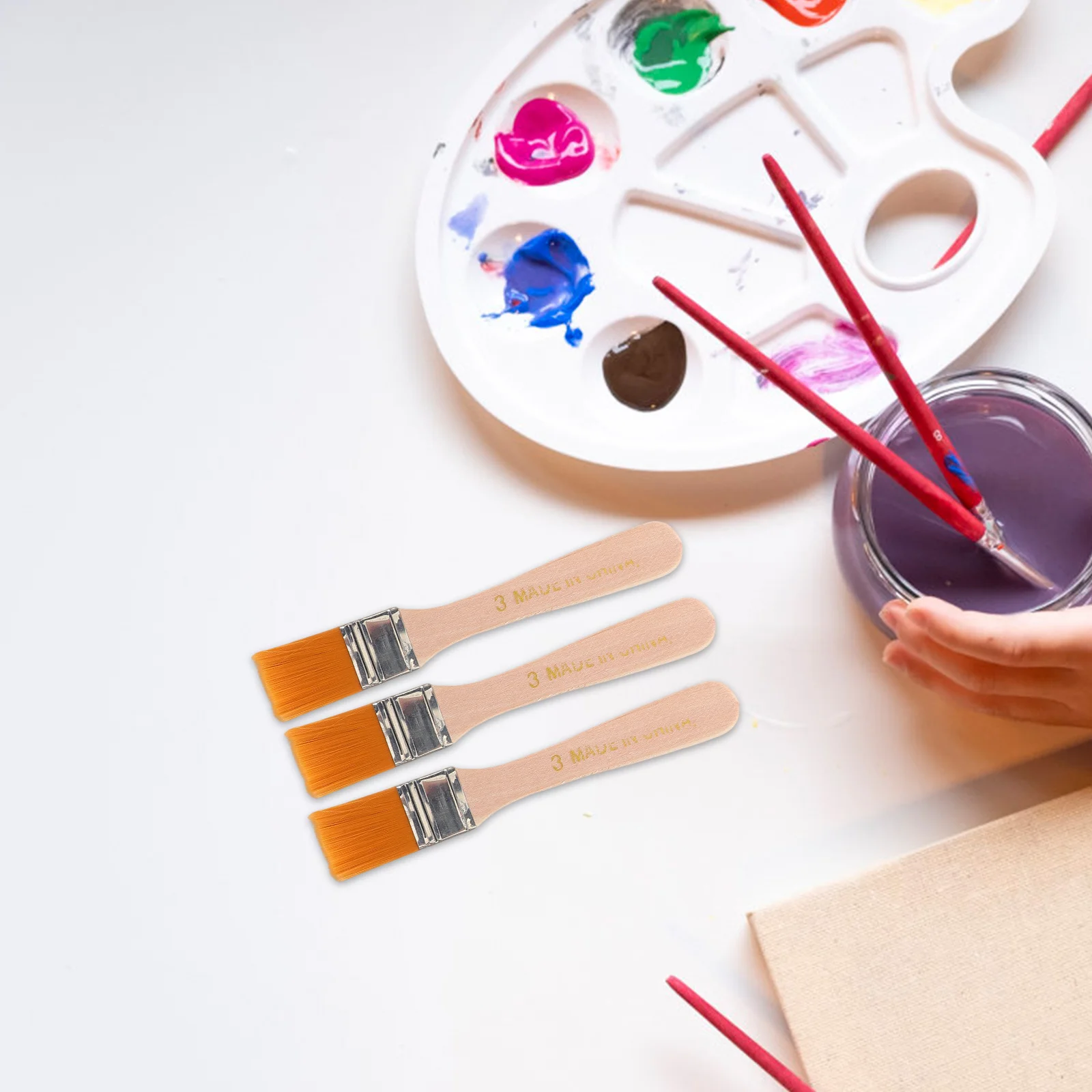 

6Pcs Nylon Paint Brushes Wood Handle Multi Purpose for Wall Furniture Fence Door Cabinet Oil Watercolor Canvas Painting