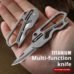 Titanium Alloy Knife Folding Knife Portable EDC Keychain Portable Pendant Letter Opening Express Knife Outdoor Survival Tools