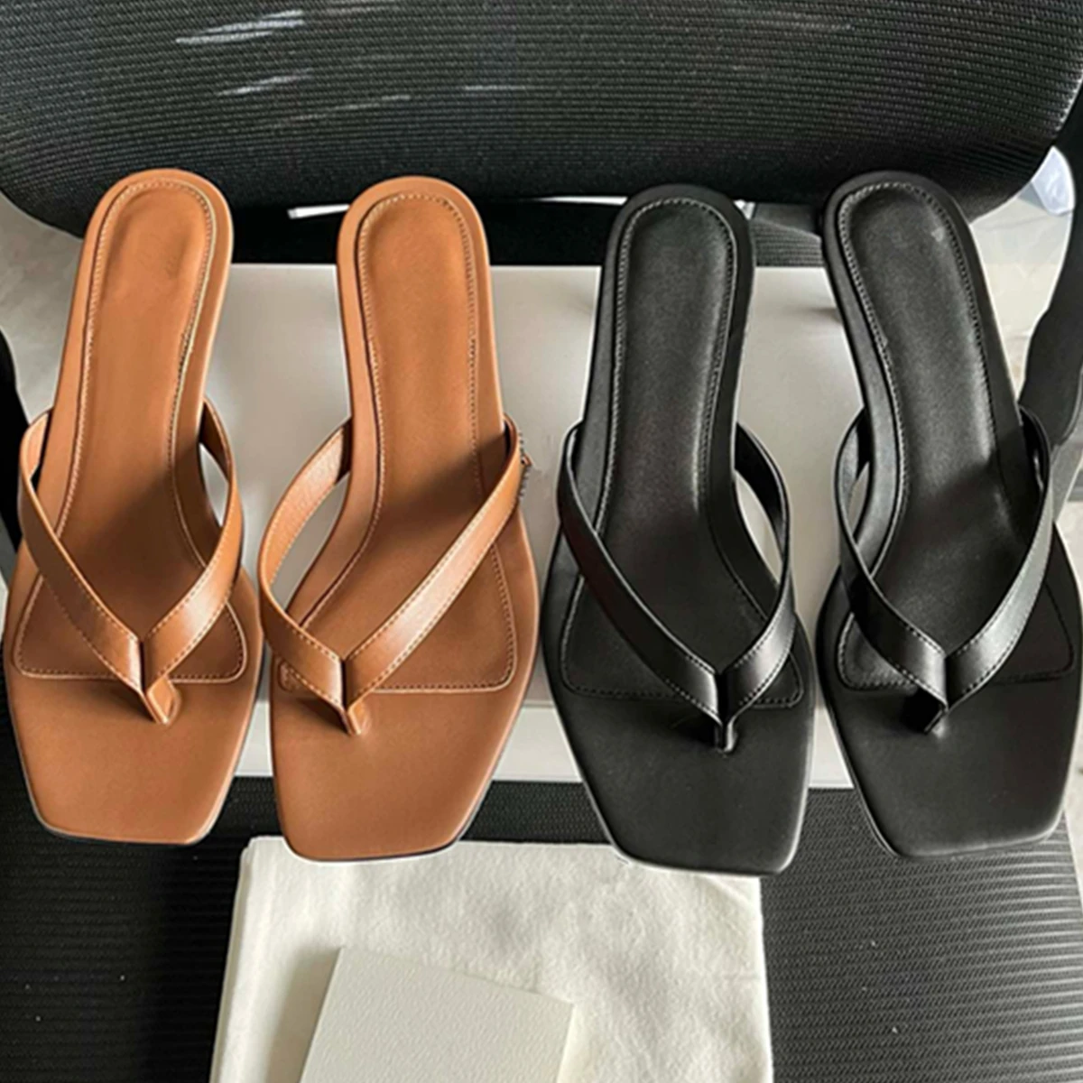 Maxdutti Nordic Minimalist Heel Slippers Sandals Shoes Women Fashionable Elegant Summer Sandals Women