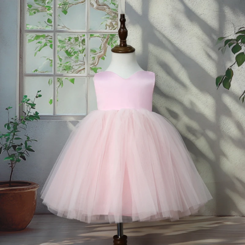 Children Gown Sleeveless Elegant Tutu Host Performance Birthday Party Banquet Princess Dress Flower Girl Wedding Girls Holiday