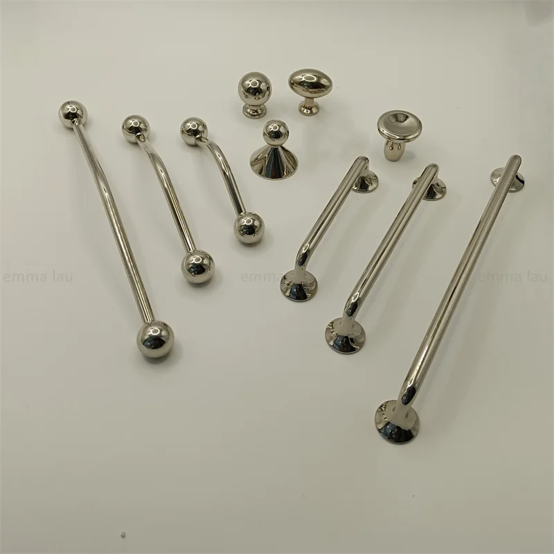 French Titanium Silver Cabinet Door Pulls Wardrobe Handle Long Bar Chorme Cupboard Drawer Knob Kitchen Shoe Closet Handles