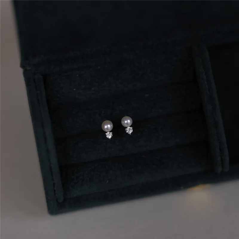 

925 Sterling Silver Electroplated 14K Gold Pearl Zircon Stud Earrings For Women Luxurious Temperament Banquet Gifts Jewelry