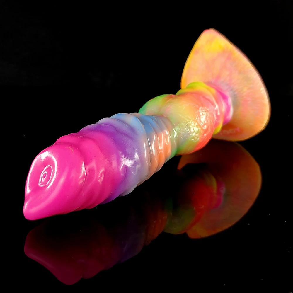 FAAK Luminous Knot Dog Dildo With Suction Cup Silicone Animal Wolf Penis Glow In Dark Anal Plug Sex Toys Shop For Women Men