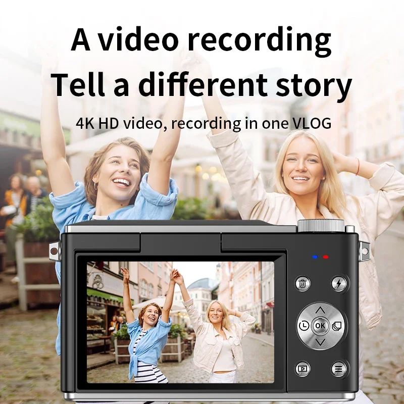 كاميرا رقمية 64 ميجابكسل كاميرا مدمجة 4K 180 °   شاشة قابلة للطي 16X للتصوير الفوتوغرافي الرقمي وكاميرا السيلفي ومسجل فيديو مدونة فيديو لـ YouTube Ins