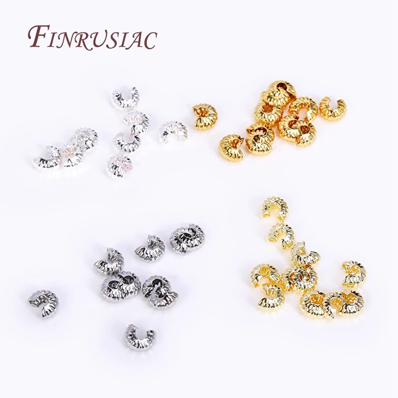 Stopper Beads For DIY Jewelry Making Accessories 50Pcs/Lot 18K Gold Plated Open Crimp Beads,Round Covers Crimp End Beads