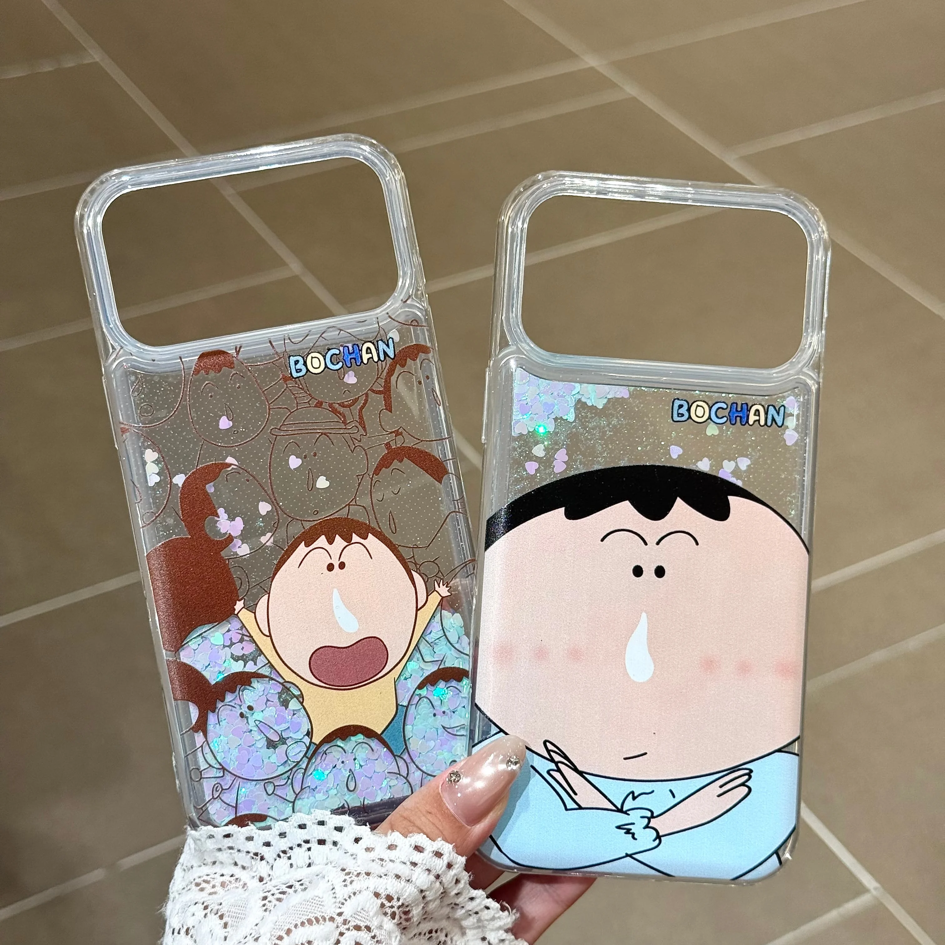 Für iPhone 17 16 15 Pro Max Lustige Cartoon Laufende Nase BOCHAN Glitzer Treibsand Weiche TPU Hülle