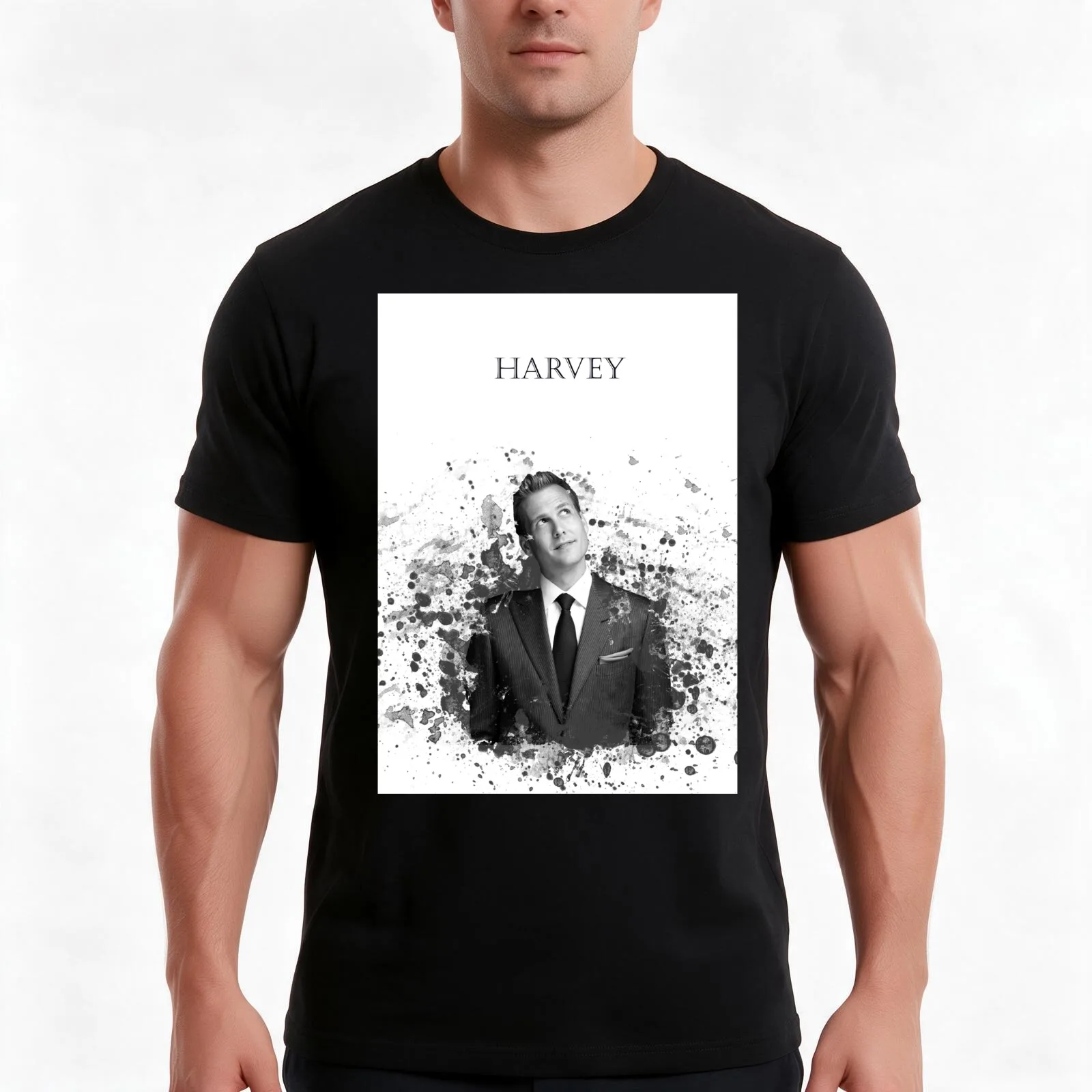 Harvey Specter T-Shirt, Summer Casual Cotton Tee, Oversized Streetwear Tops, Vintage Graphic Print, Loose Fit Short Sleeve