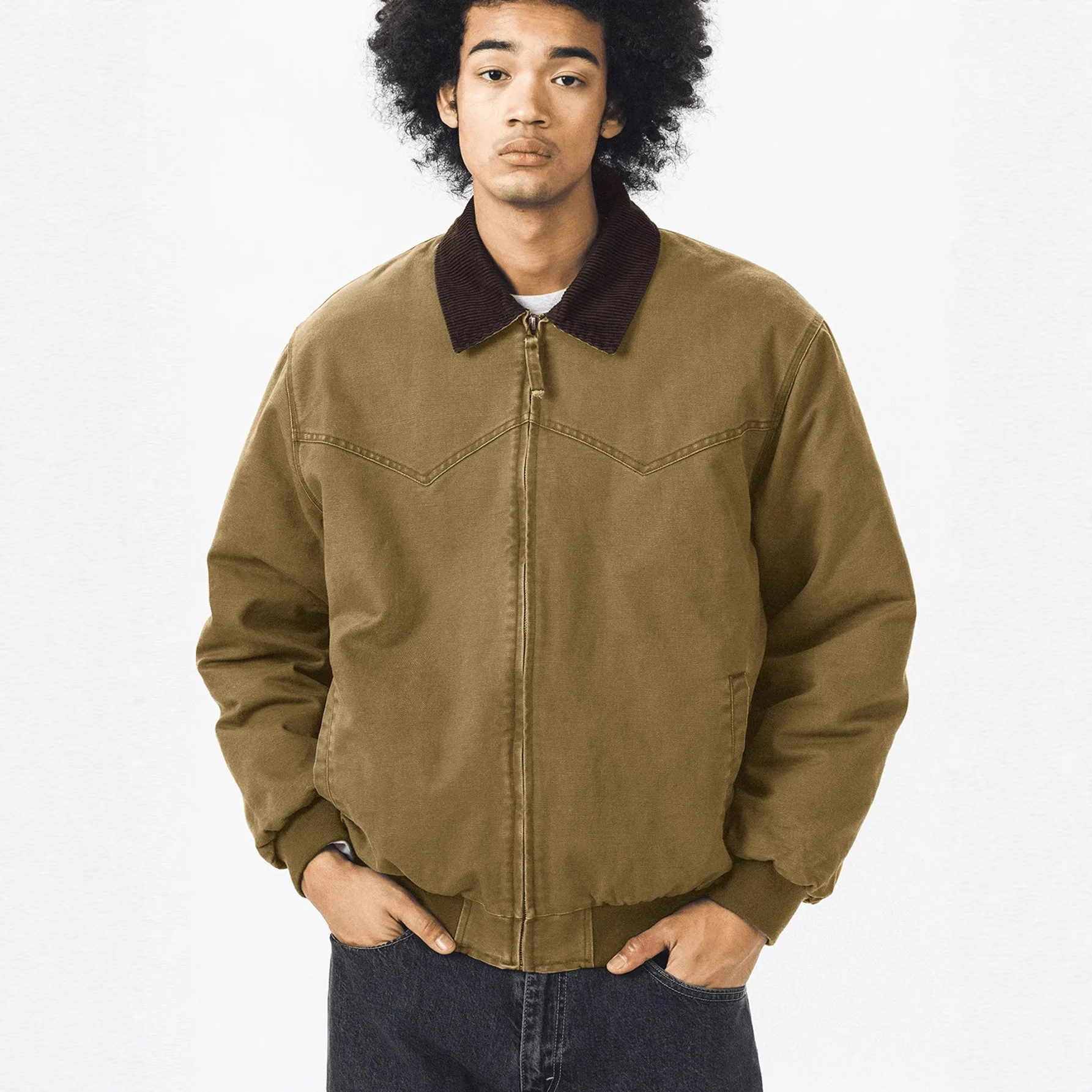 

2026 Men's Vintage Detroit Jacket Spring and Autumn Tooling Jacket Lapel Top Old Washed Street Style