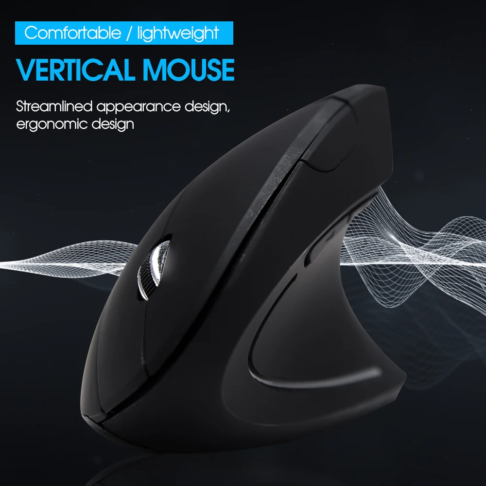 Wireless Vertical Mouse Gaming Mouse USB Computer Mice Ergonomic Desktop Upright Mouse 1600 DPI for PC Laptop Office Home