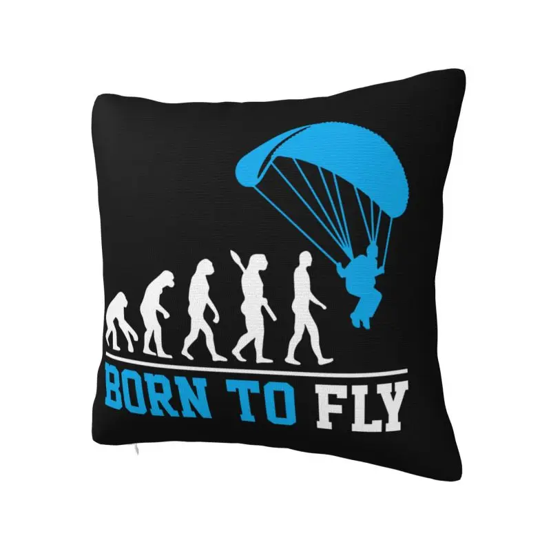 Evolution Paragliding Born To Fly Throw Pillow Case 45*45cm Decorative Paraglider Skydiving Cushion Cover Polyester Pillowcase