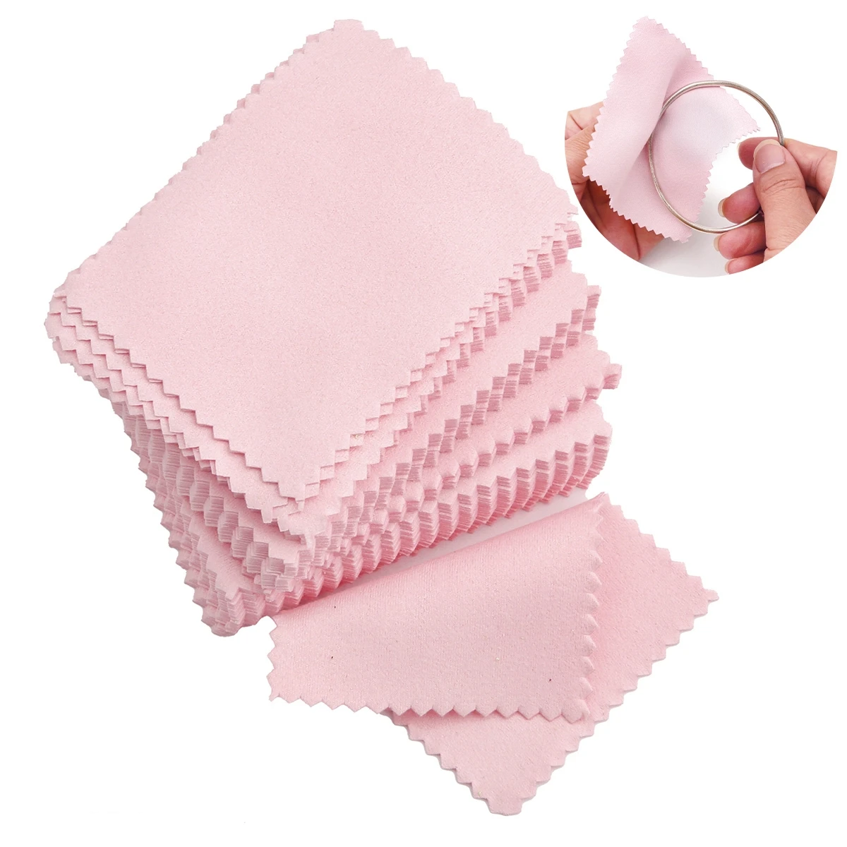

50pcs/pack Jewelry Polishing Pink Color Fabric Polish Cleaning Cloth Care For 925 Clean Cleaning Cloth Polishing Cloth