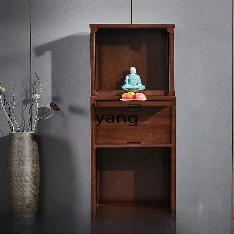 LHH   New Chinese Style Solid Wood Altar Shrine Three-Layer Shrine Land Landlord Buddha Cabinet Household