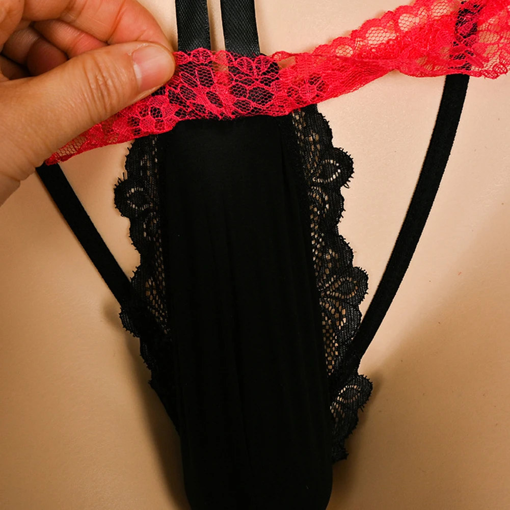 Herren Spitze Slips Hohl beutel Tanga G-String Höschen niedrige Unterwäsche elastische verführer ische Unterhose Sissy T-Back erotische Dessous