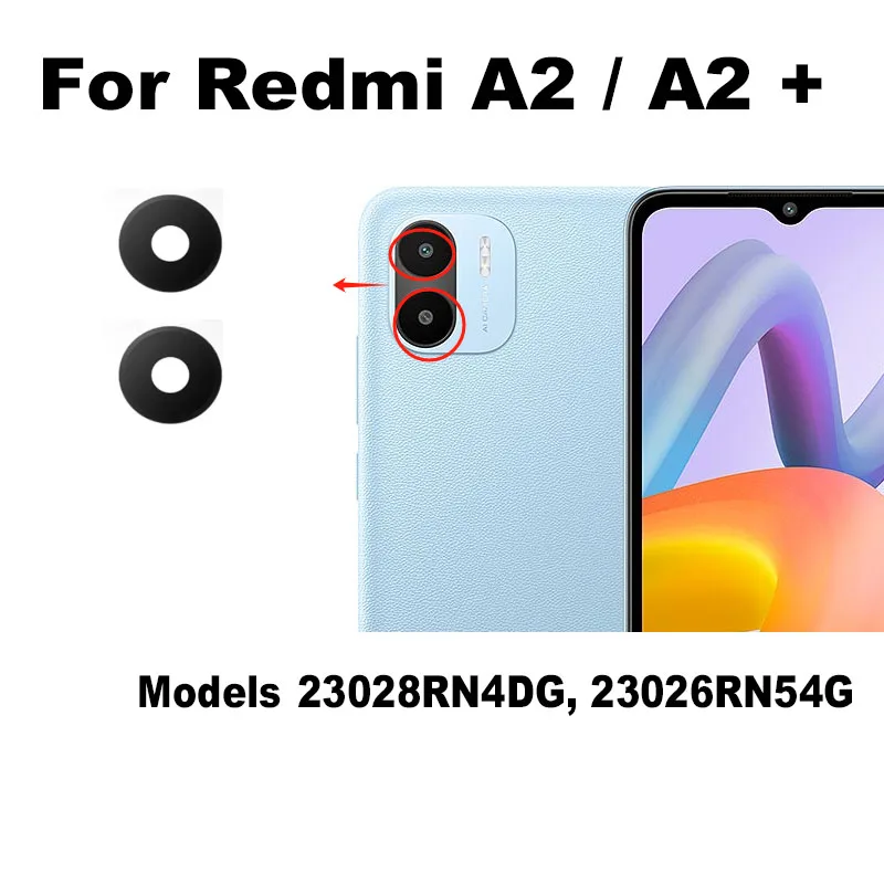 Per Xiaomi Redmi A2 + PLUS Obiettivo della fotocamera posteriore Vetro posteriore con adesivo sostitutivo