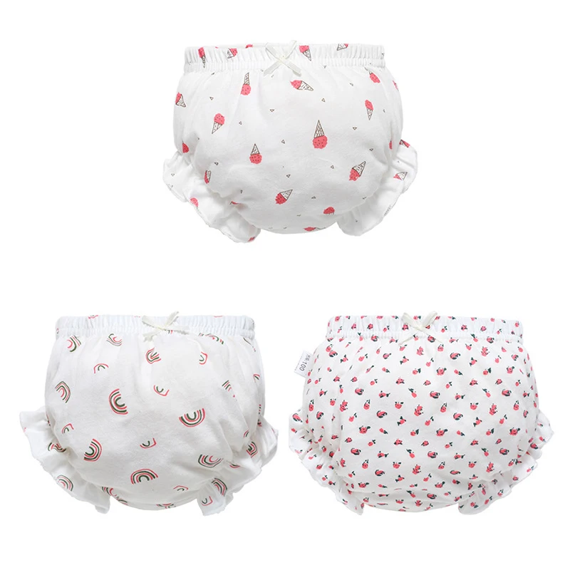 3 Piece/Lot Baby 100%Cotton Panties Girl Infant Newborn Fashion Bow Triangle Underpants For Children Kids Clothes Accessories