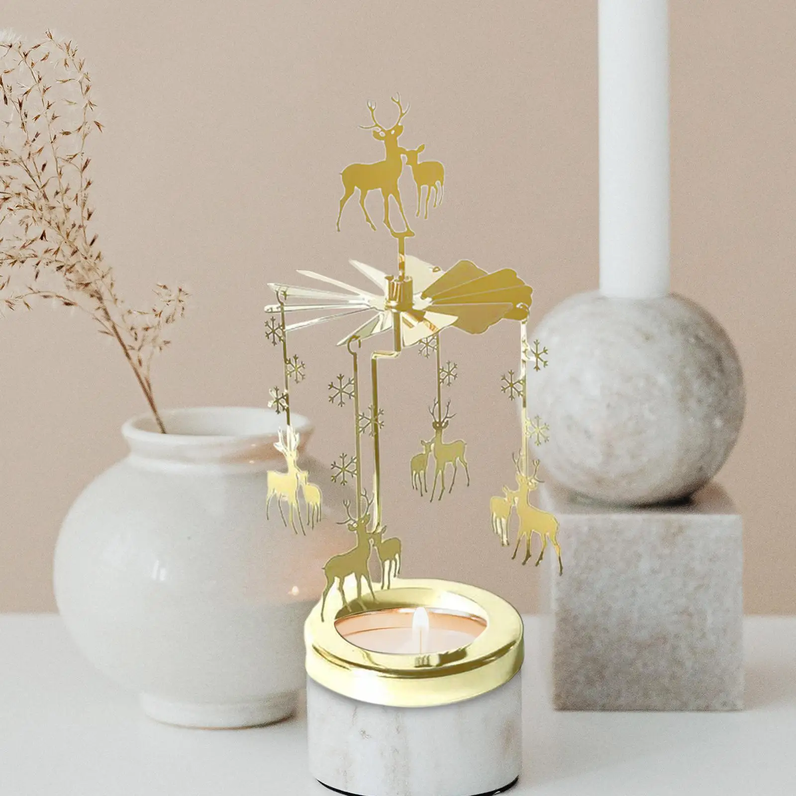 The Lid of Rotary Candle Holder with Reindeer Pendant Wedding Home Decor