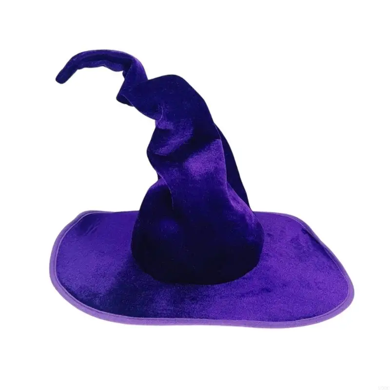 Curved Pointed Hat Halloween Accessory Witch Hat Poseable Design Wizard Headwear Y166