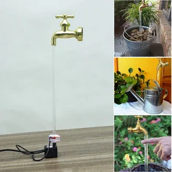 Floating Faucet Water Fountain Kits Invisible Flowing Spout Watering Can FountainYard Art Tap Running Lights Holiday Gift