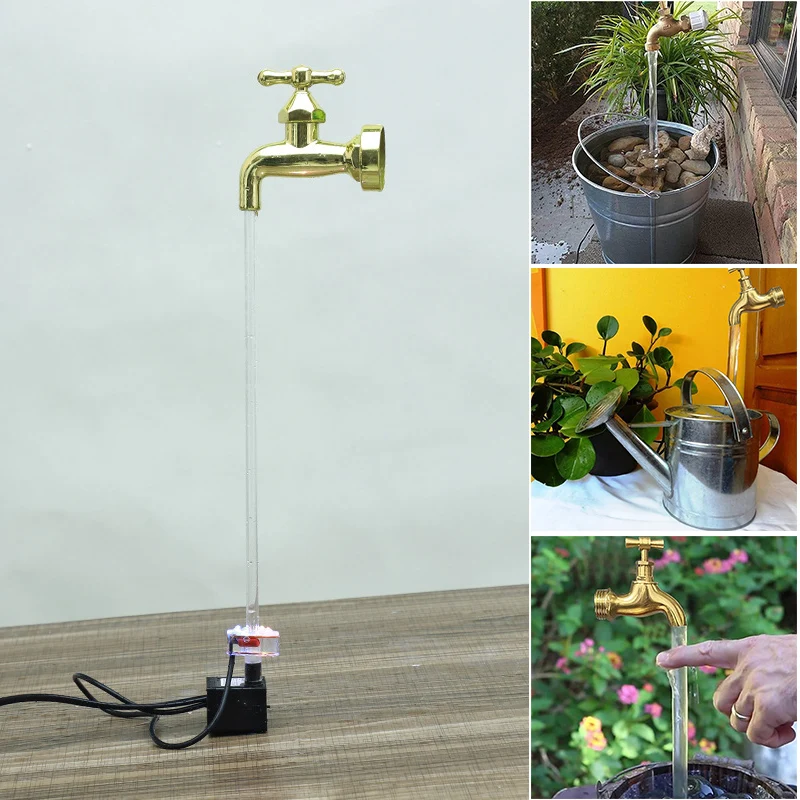 Floating Faucet Water Fountain Kits Invisible Flowing Spout Watering Can FountainYard Art  Tap Running Lights Holiday Gift