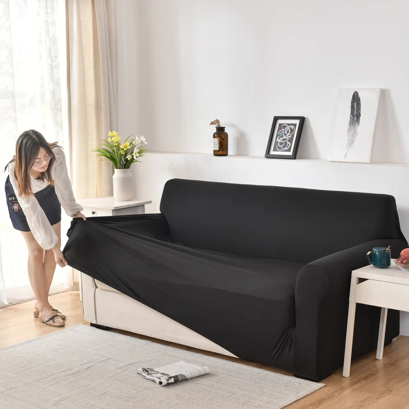 Sofa Couch Slipcover Sofa Cover Living Room Solid Color Elastic Spandex Modern Polyester Corner Chair Protector 1/2/3/4 Seat