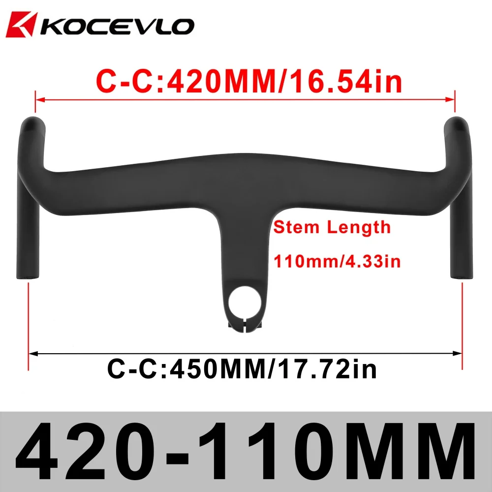 KOCEVLO Road AERO Carbon Integrierter Lenker für 28,6-mm-Gabel mit Abstandshaltern Radfahren Interne Kabel Road Barstem