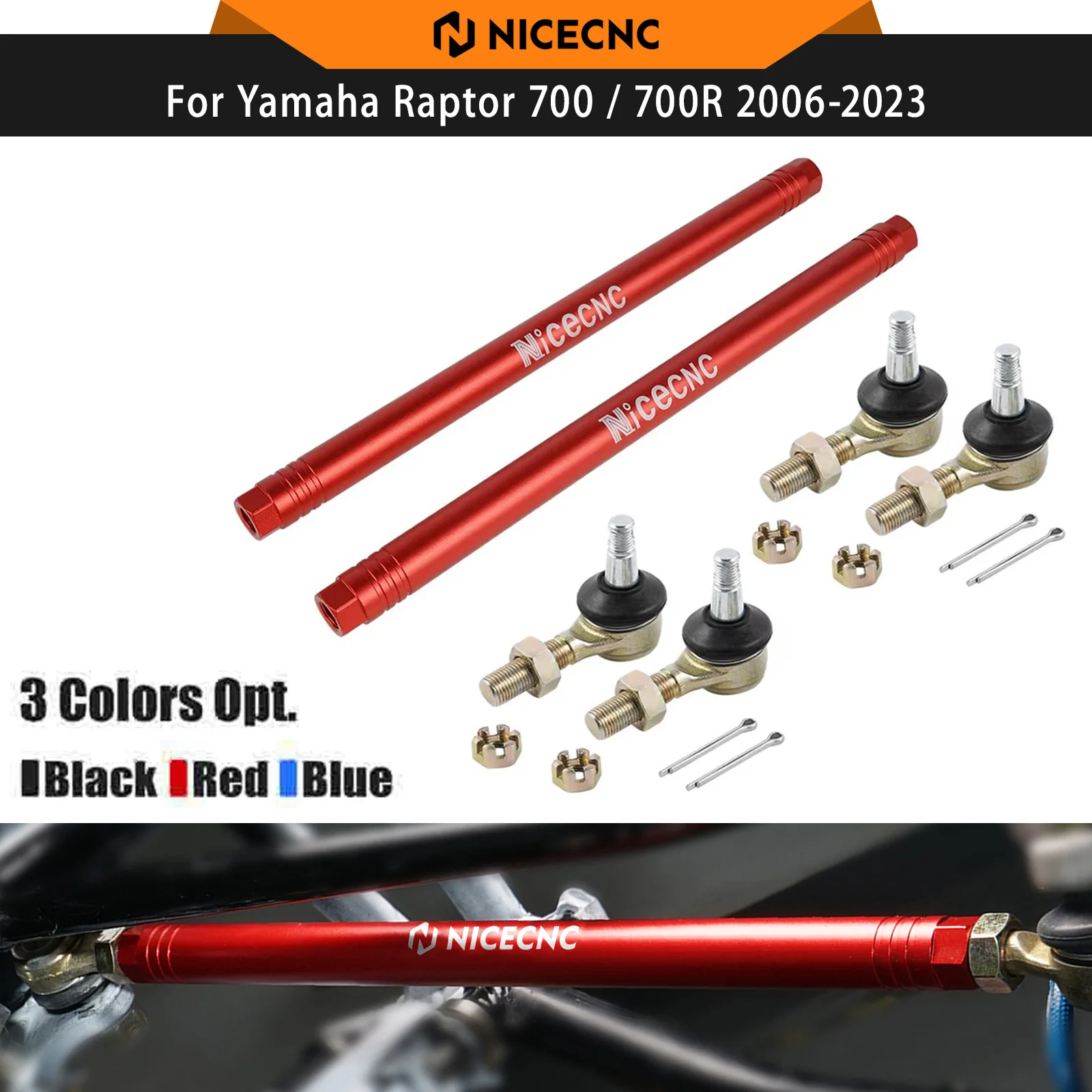 Kit de Juntas Esféricas e Barras de Direção NICECNC para Yamaha Raptor 700 Raptor 700R YFZ450 YFZ450R 2006-2024, Acessórios em Alumínio