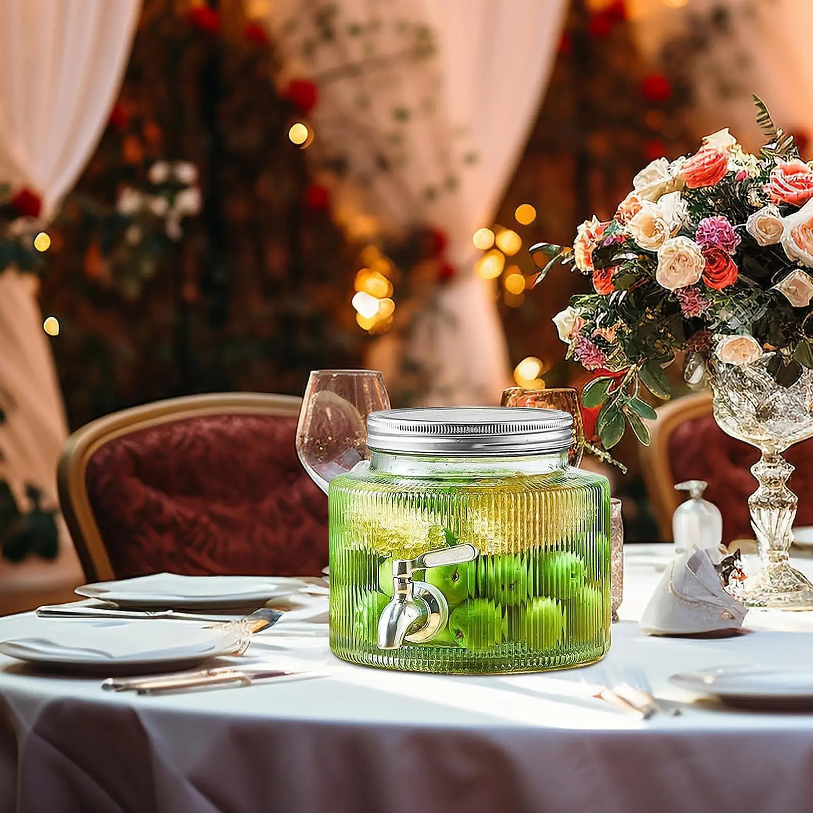 

Стеклянный диспенсер для напитков, контейнер для напитков для холодильника с патрубком, кувшин для фруктового чая