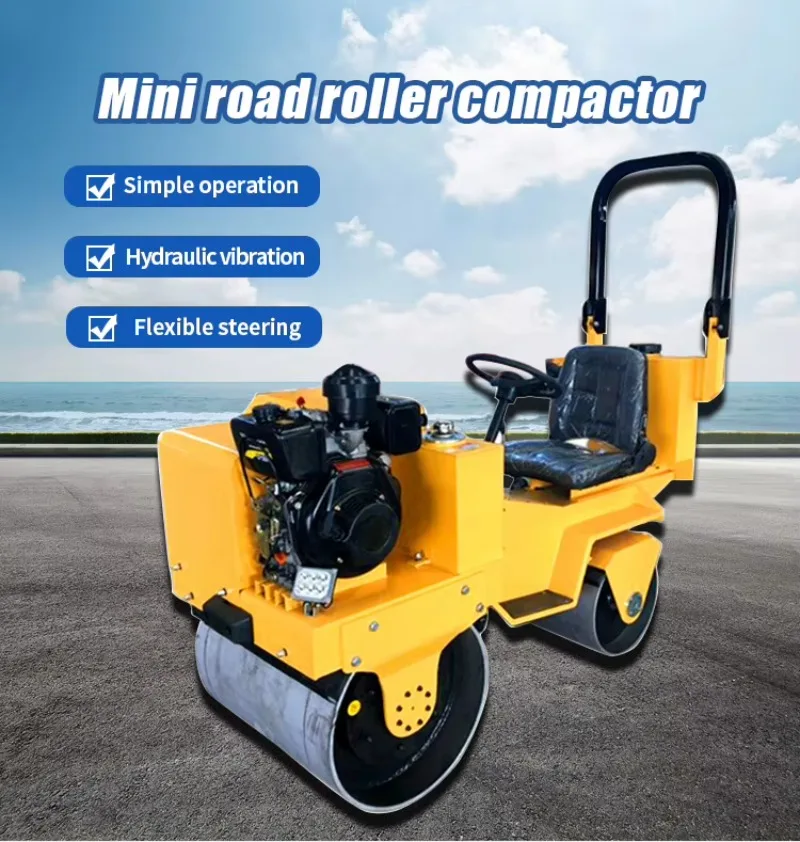 Walk Behind Roller Driveway Paving Roller Trench Compactor Mini Road Roller For Pedestrian Path Foundation Compaction