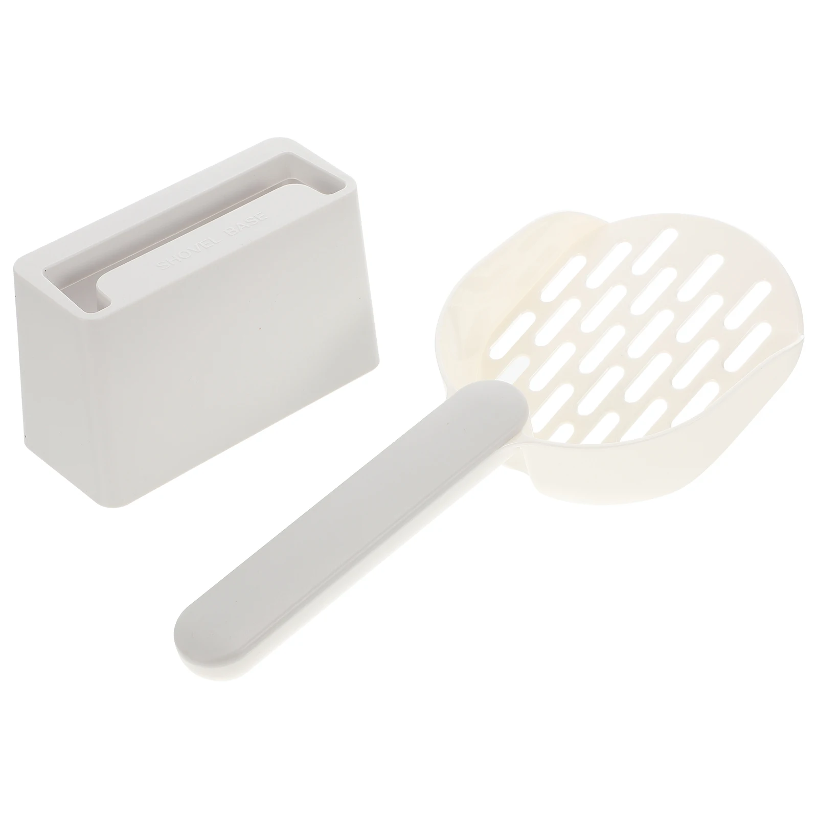 

1 Set Cat Litter Scoop with Holder Thick Solid Handle ABS Material Easy Litter Box Cleanup Wide Mouth Design Pet Cleaning Kit
