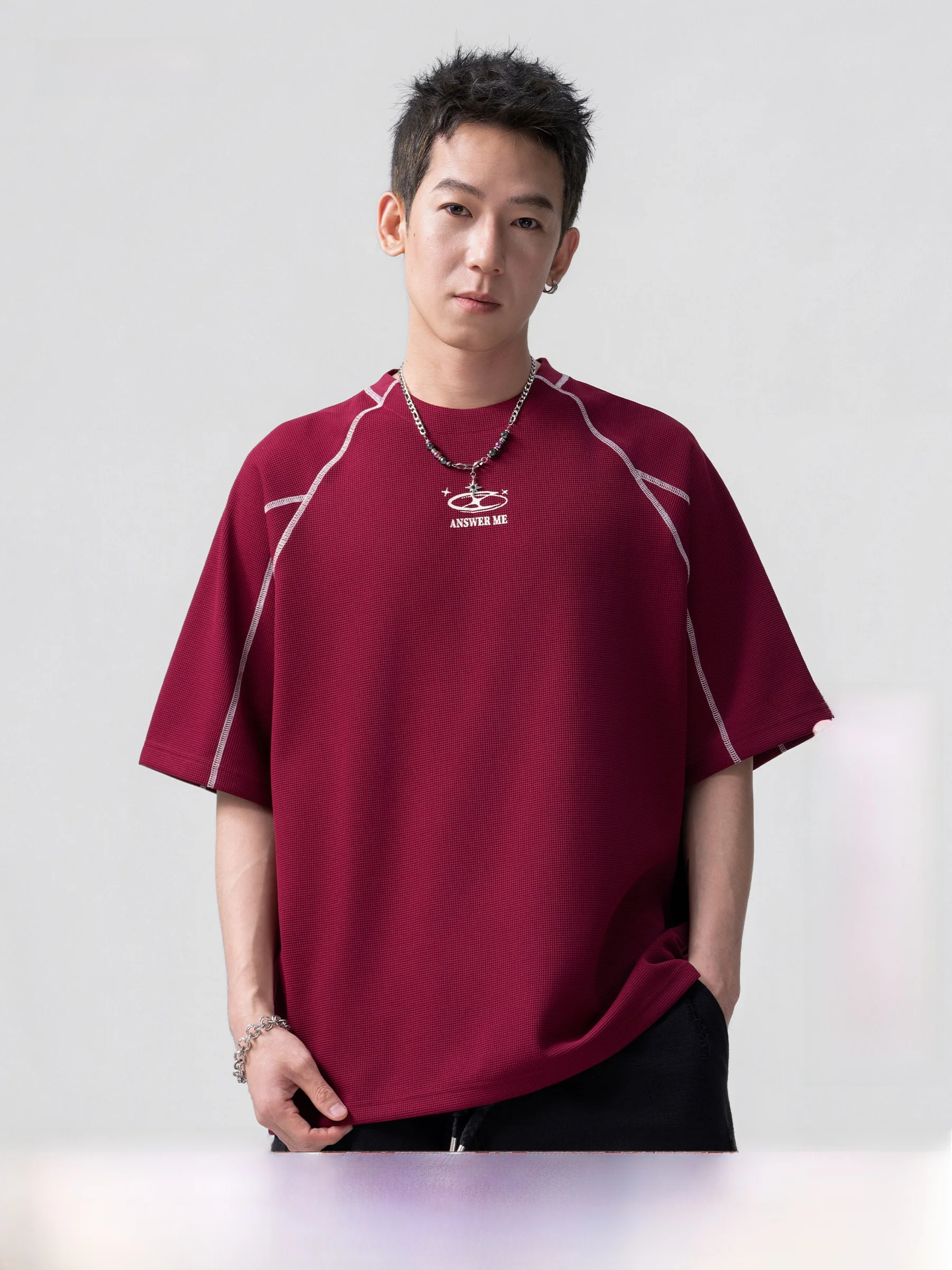 AOGZ Hasselblad Line Men's Short Sleeve T-Shirt Summer 2026 Casual Style Breathable Polyester Fiber round Neck Top