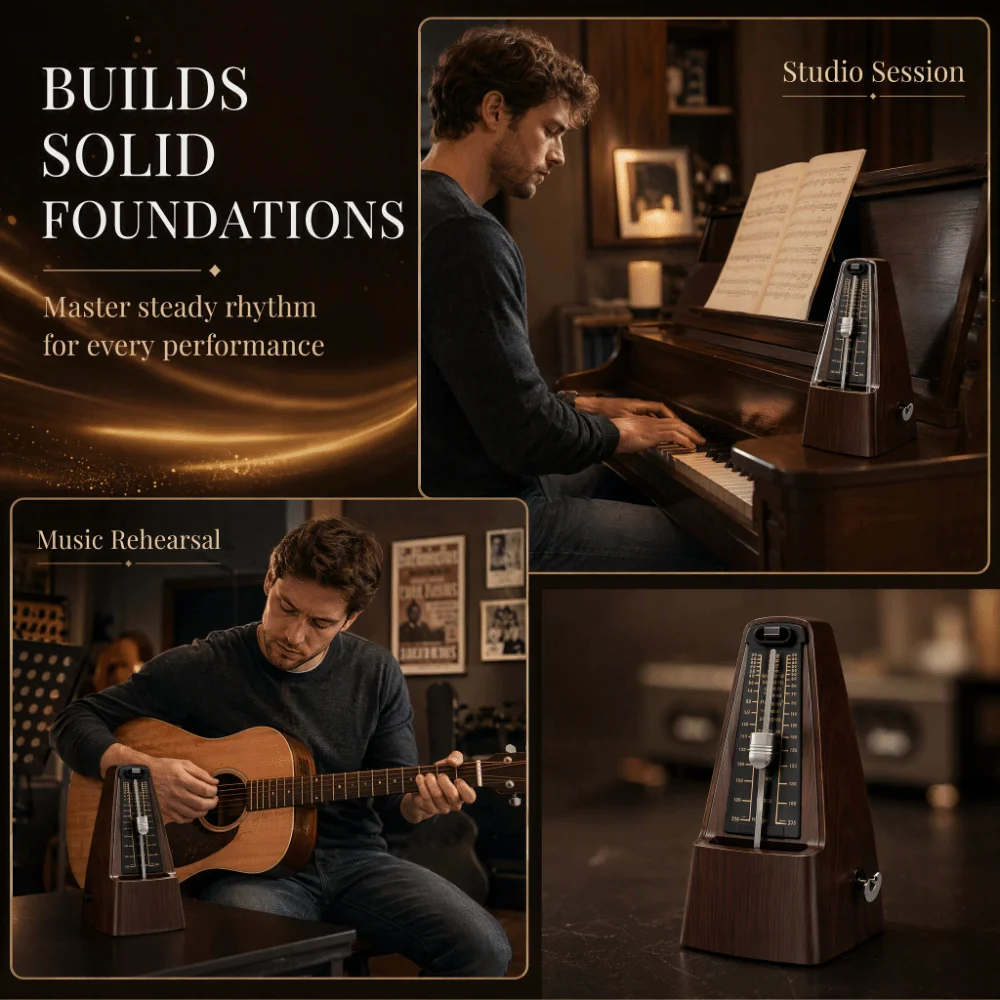 40-208 BPM Mechanical Metronome Deep Wood Grain Loud Sound Wood Grain Metronome Track Tempo High Precision