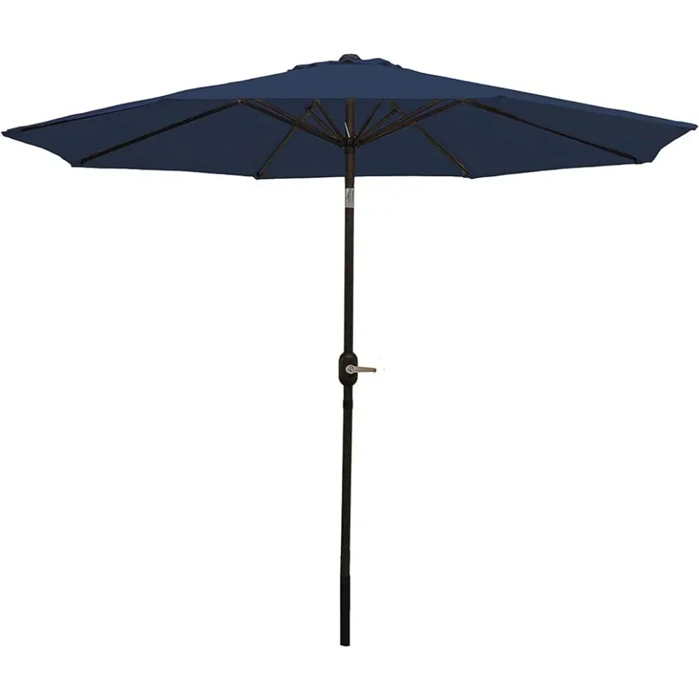 

9-Foot Patio Umbrella - Push-Button Tilt and Crank Handle - Aluminum Pole and Polyester Shade Canopy - Navy Blue Freight Free