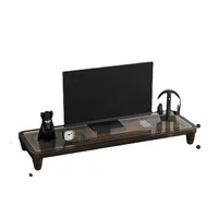 Adjustable Bamboo Computer Monitor Stand Office Desktop Height Rack Monitor Storage Shelves Desk Table