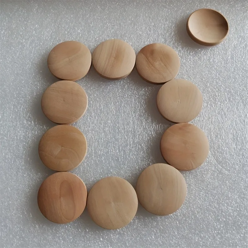 30pcs Wooden Landscape Decorations Round in Shape Measuring 3.5 X 5 Cm Featuring One Concave Side and One Convex Side